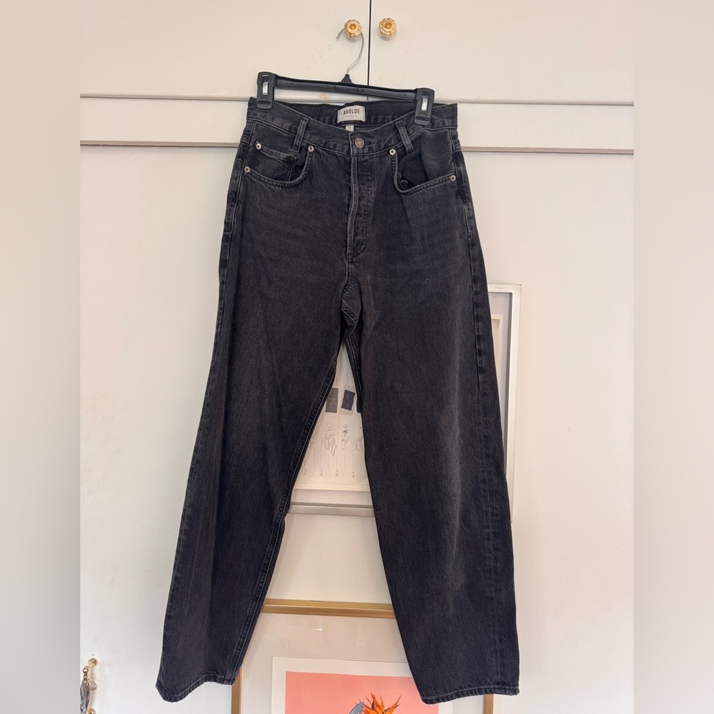 Agolde Black Mid-Rise Tapered Leg Jeans